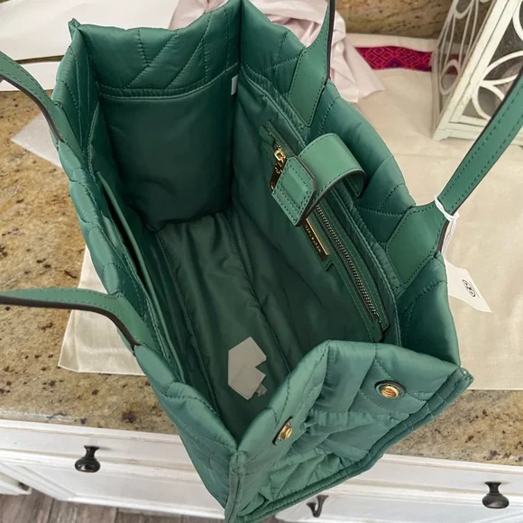 New Tory Burch Ella Basketweave Small Tote - Picture 7 of 8